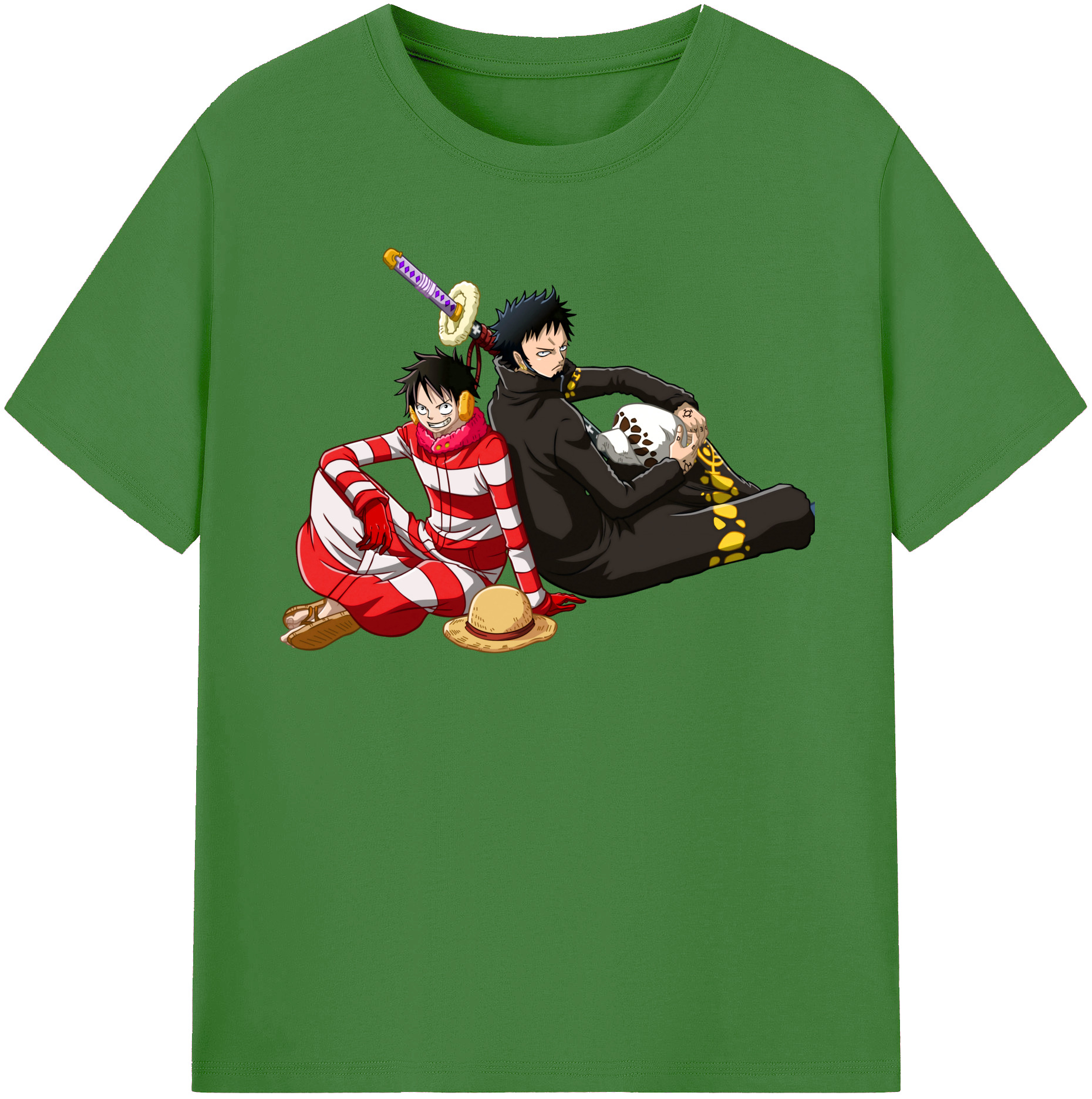 ワンピース モンキー・D・ルフィ ONE PIECE Monkey D. Luffy レディースカジュアルプリントTシャツ（綿100％）